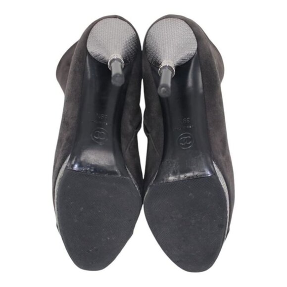 Suede Interlocking CC Logo High Heel Ankle Booties - Picture 4 of 5